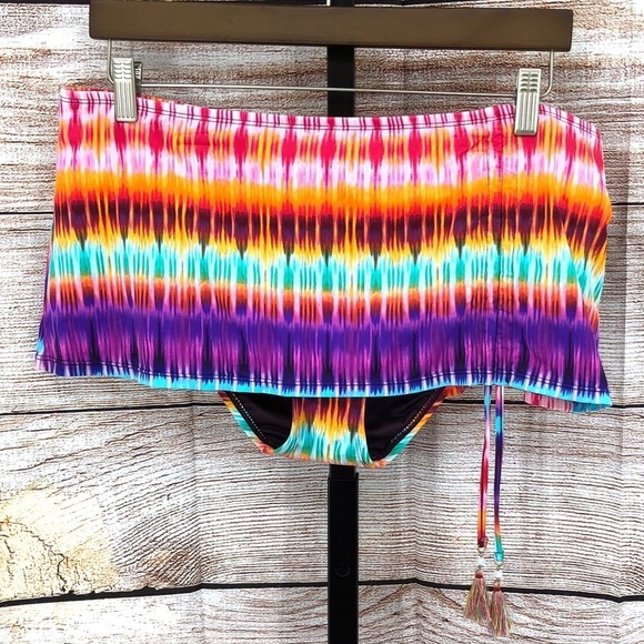 Bleu Rod Beattie Tie Dye Sarong Skirted Bikini Bottom Size 14 - Picture 8 of 8